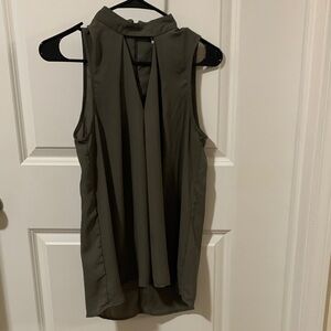 love, Fire Sleeveless Dark Olive Blouse